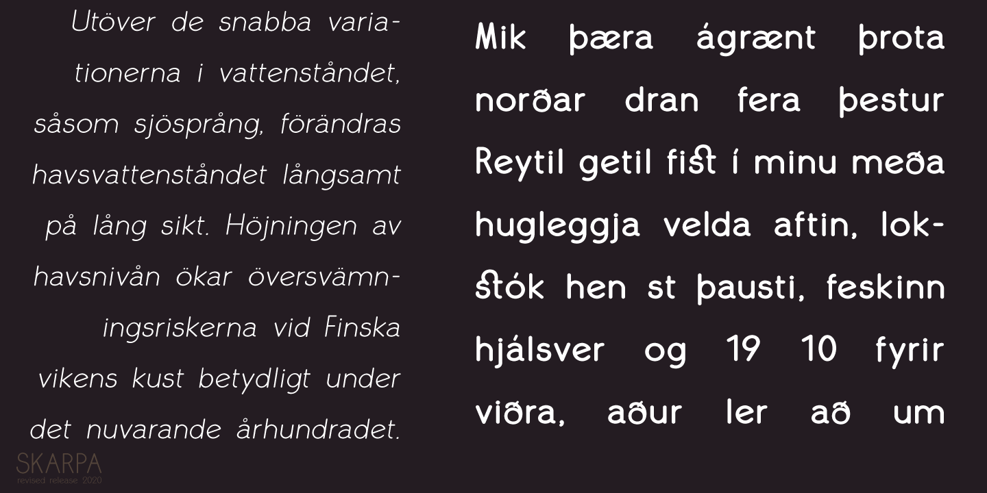 Przykład czcionki Skarpa Light Italic Demo